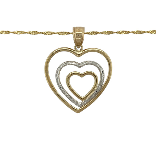 Add romantic elegance to your jewellery collection with this pre-owned 9ct yellow and white gold multi open heart pendant on an 18" Singapore chain necklace, a graceful and meaningful piece perfect for everyday wear or gifting.
Design: The pendant features a flowing multi open heart design, combining warm yellow gold with contrasting white gold for added depth and definition.