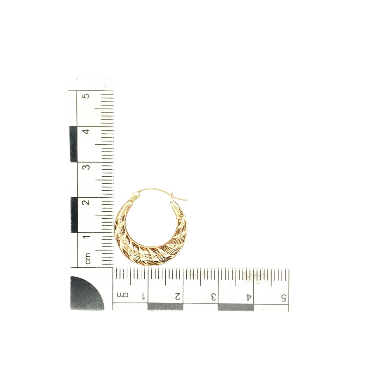 9ct Gold Twist Patterned Hoop Creole Earrings