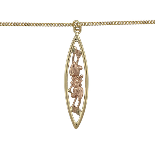 Embrace elegant Welsh symbolism with this pre-owned 9ct yellow and rose gold Clogau Flower Vine of Life long oval pendant on an 18" curb chain necklace, a beautifully detailed statement piece perfect for special occasions or refined everyday wear.
Design: The pendant features an elongated oval silhouette measuring approximately 4.7cm in length including the bail.