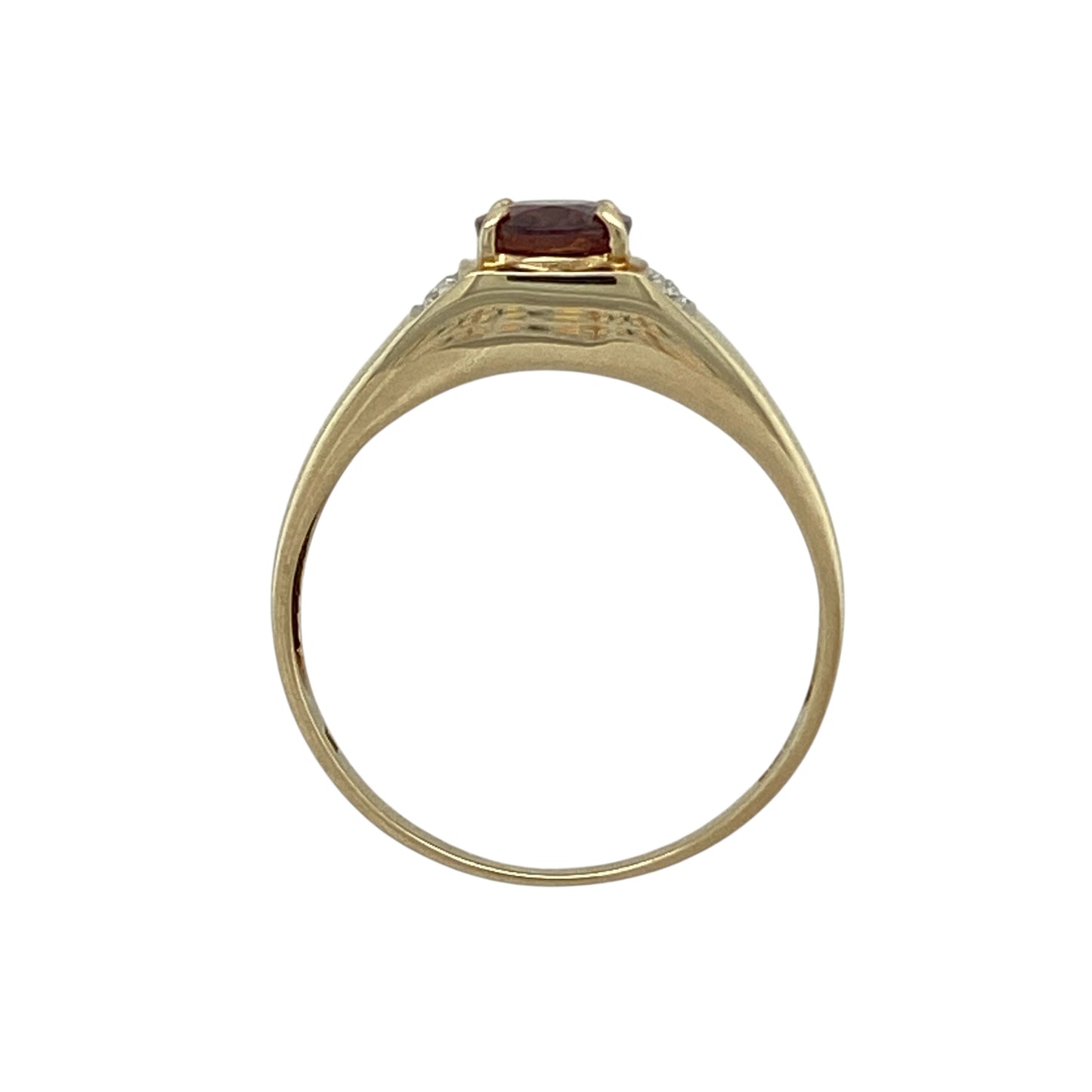9ct Gold Diamond & Pink Stone Set Ring