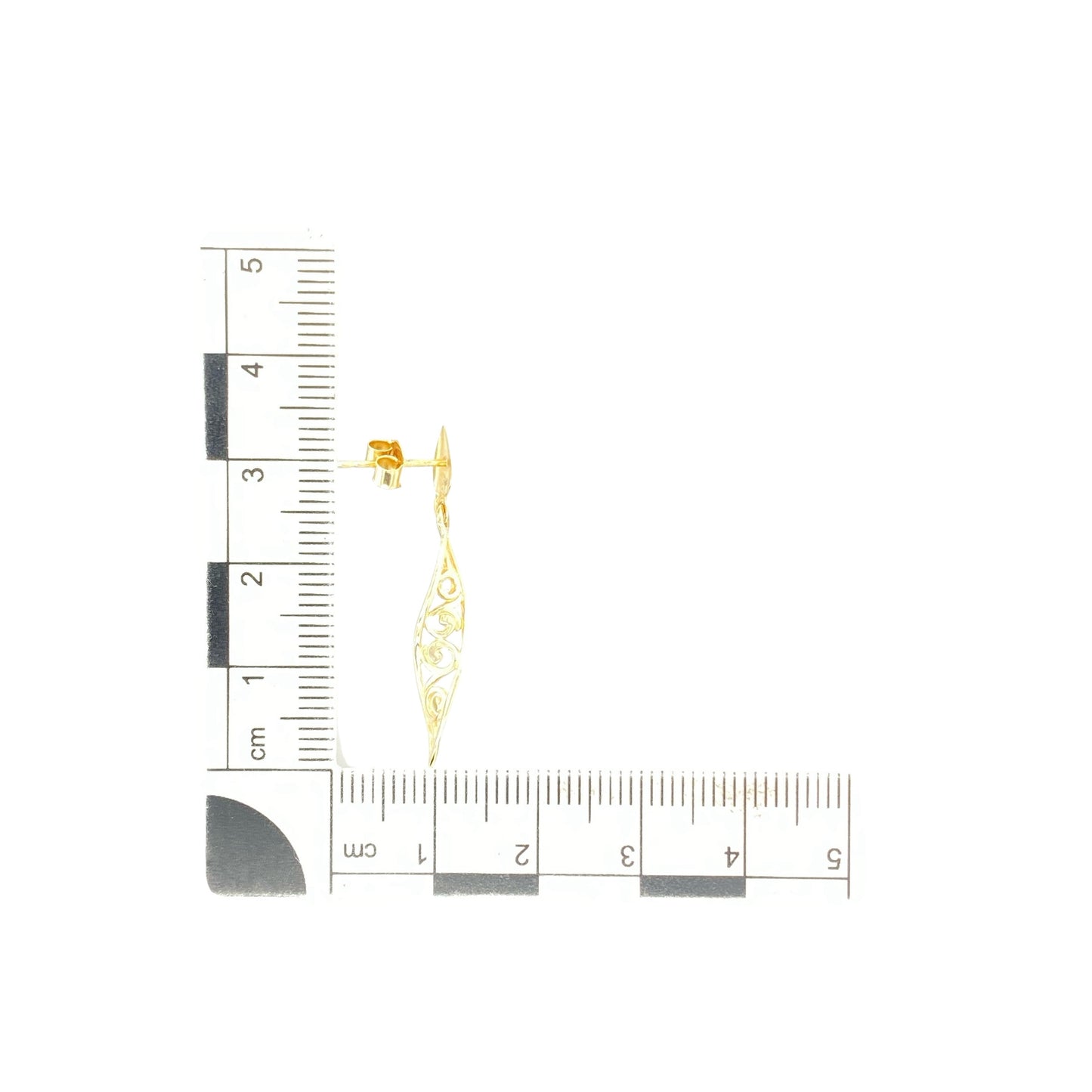 9ct Gold Patterned Swirl Drop Earrings