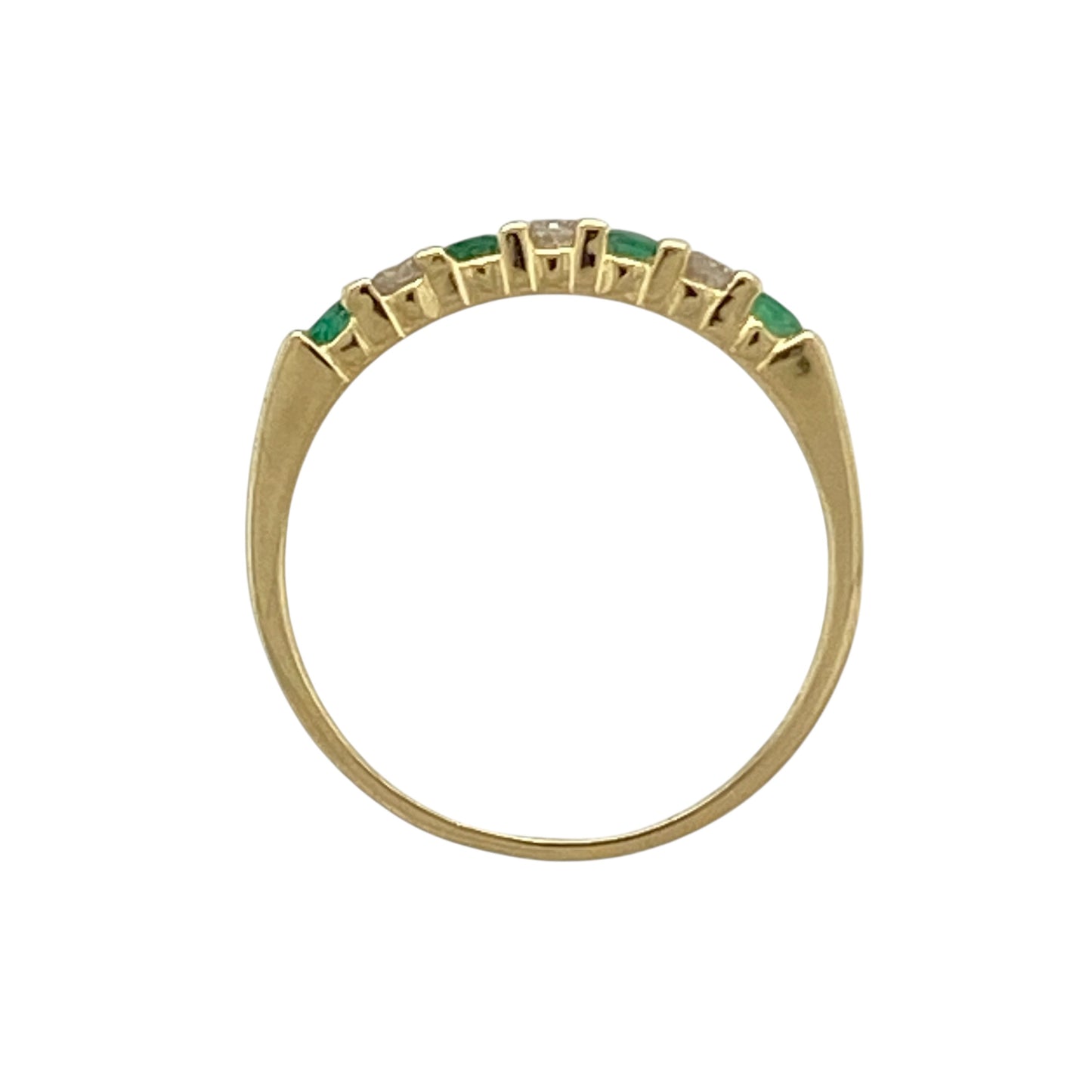 18ct Gold Diamond & Emerald Set Band Ring
