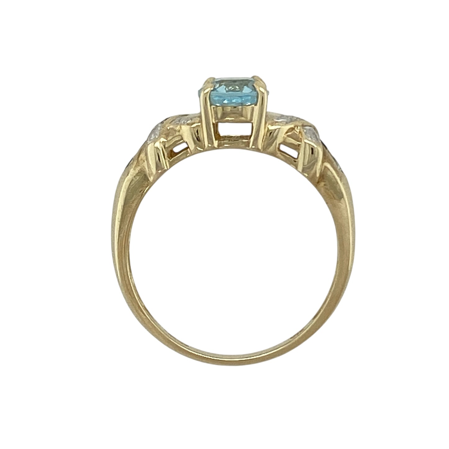 9ct Gold Diamond & Blue Topaz Set Ring