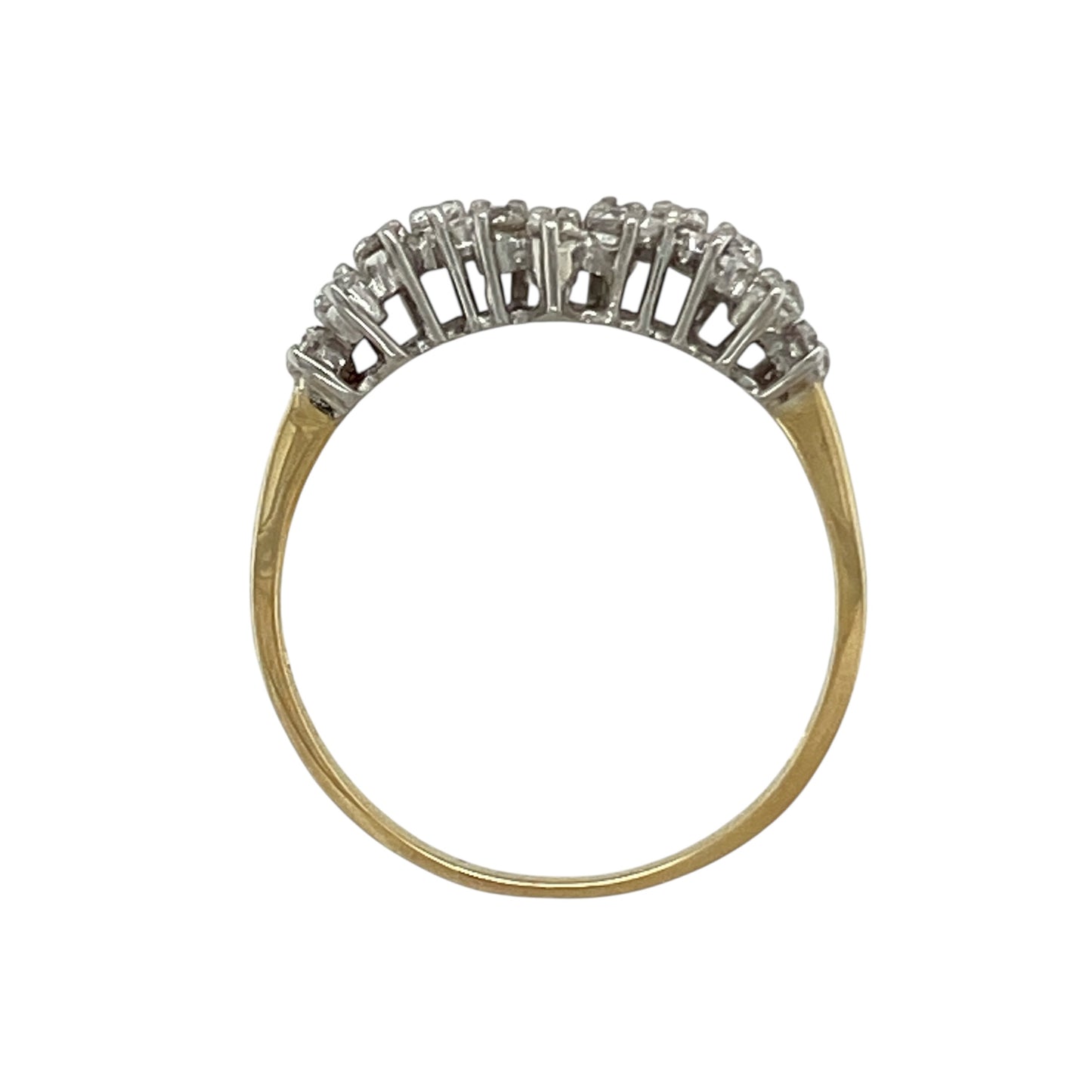 18ct Gold & Diamond Set Zig Zag Cluster Band Ring