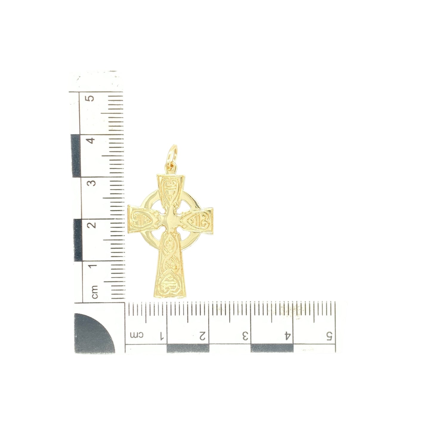 9ct Gold Patterned Celtic Cross Pendant