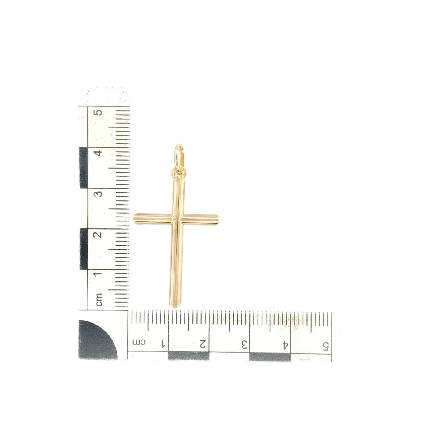 9ct Gold Plain Tube Cross Pendant
