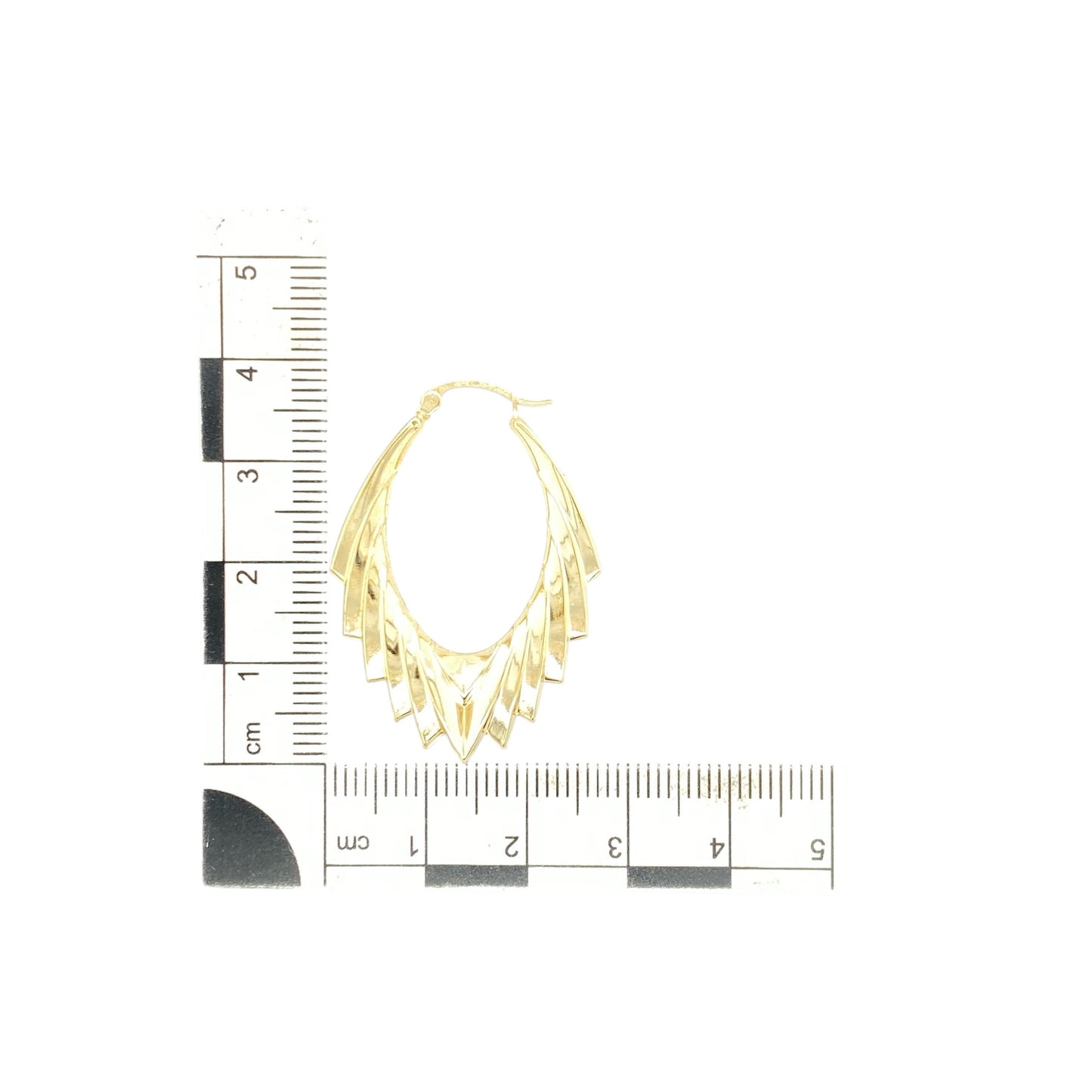 9ct Gold Textured Oval Creole Earrings
