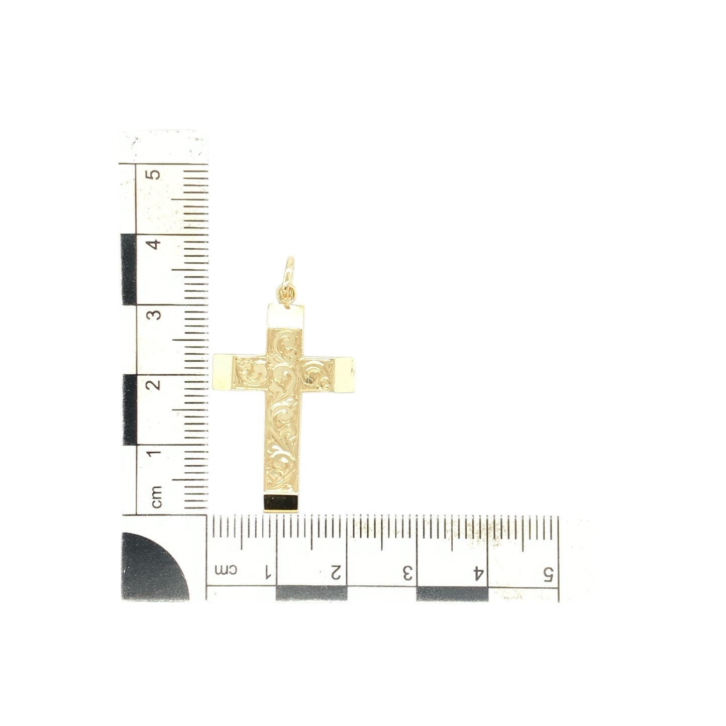 9ct Gold Patterned Cross Pendant