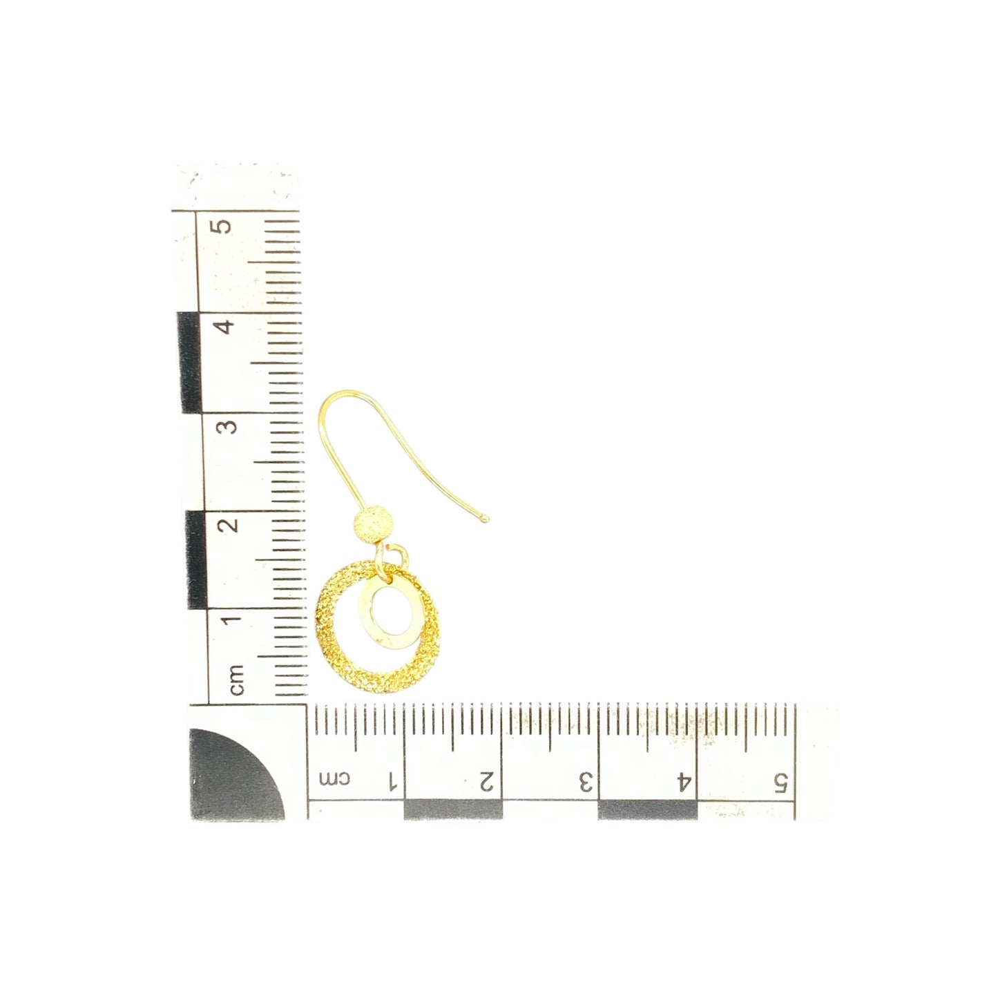 9ct Gold Sparkle Double Circle Drop Earrings