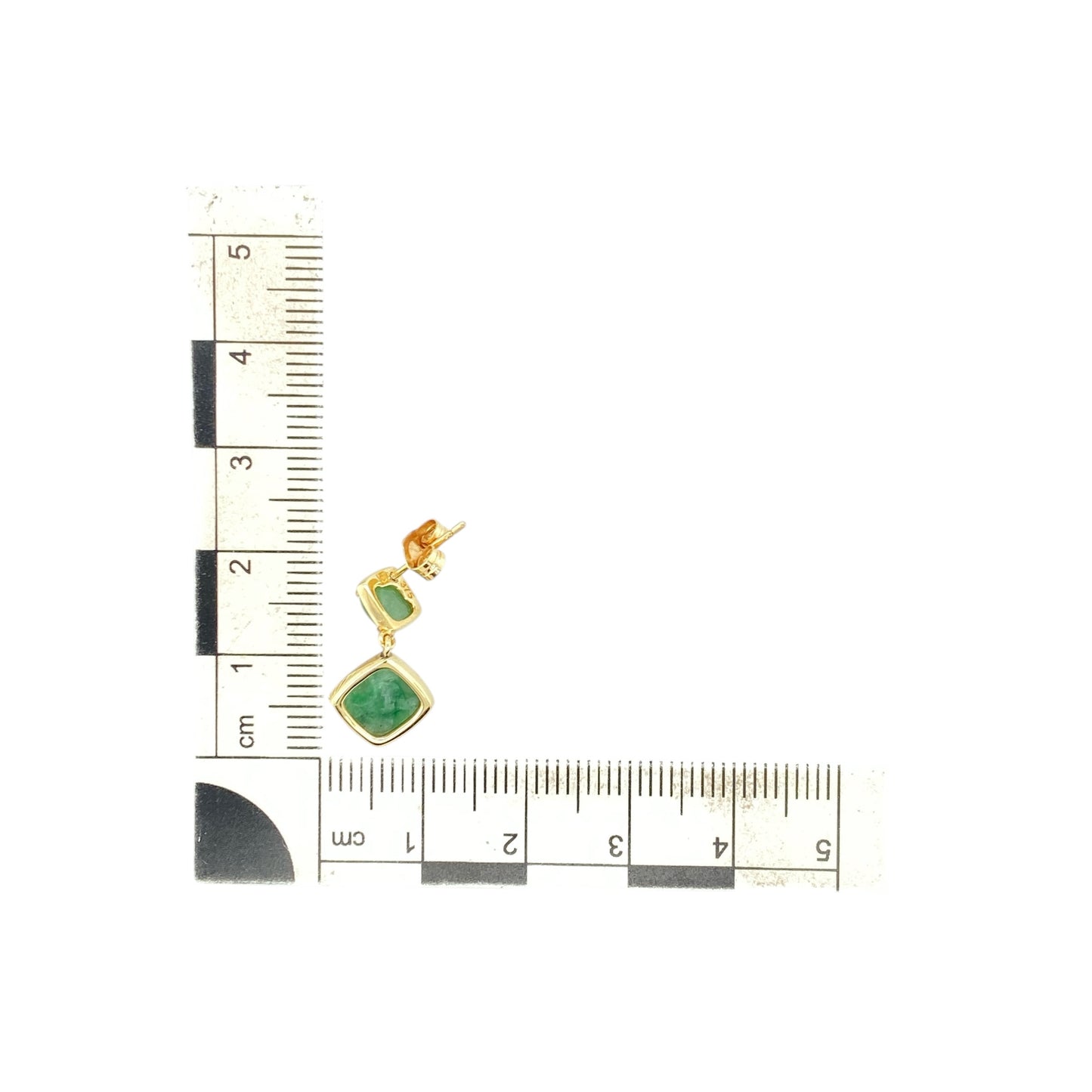 9ct Gold & Jade Set Drop Earrings
