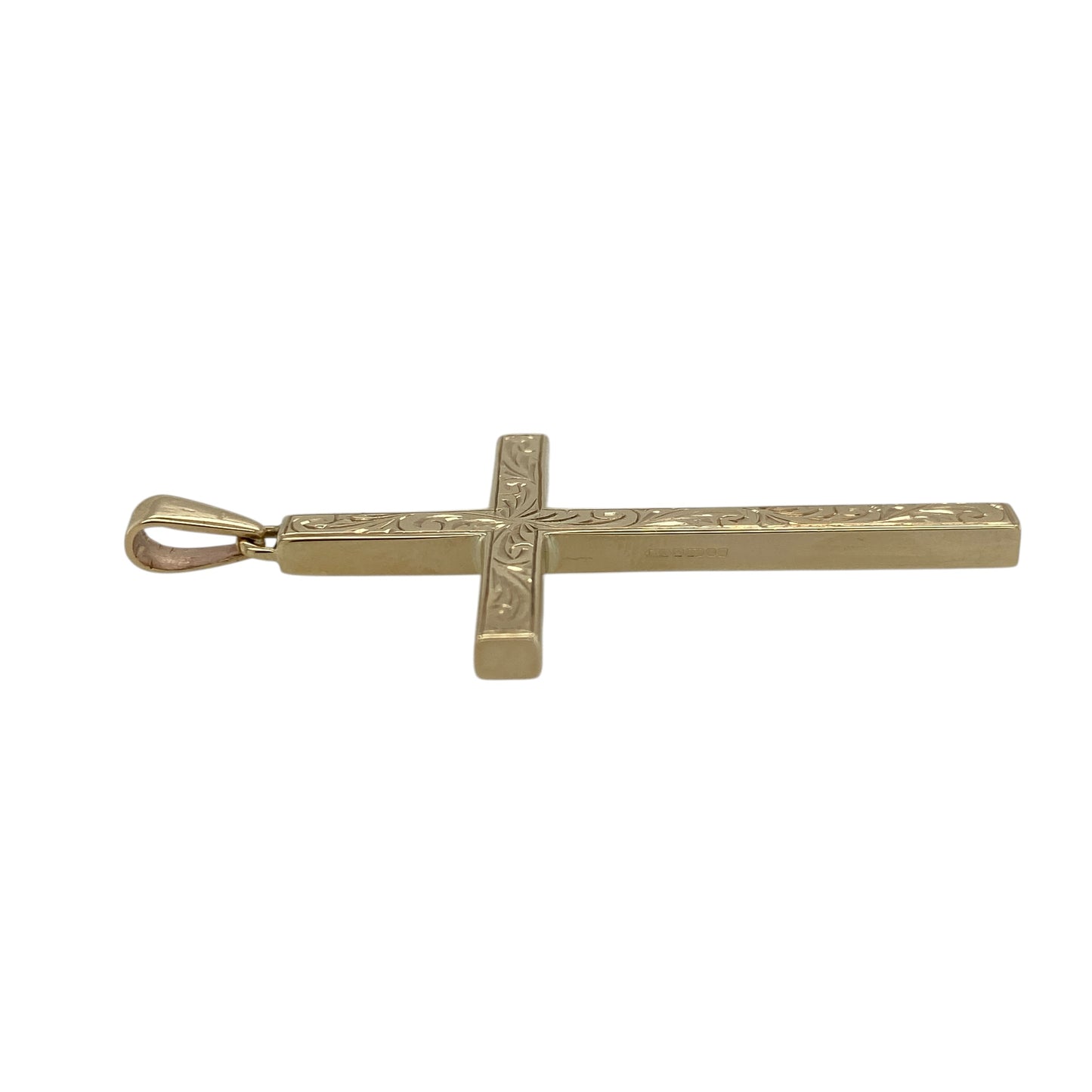 9ct Solid Gold Patterned Cross Pendant