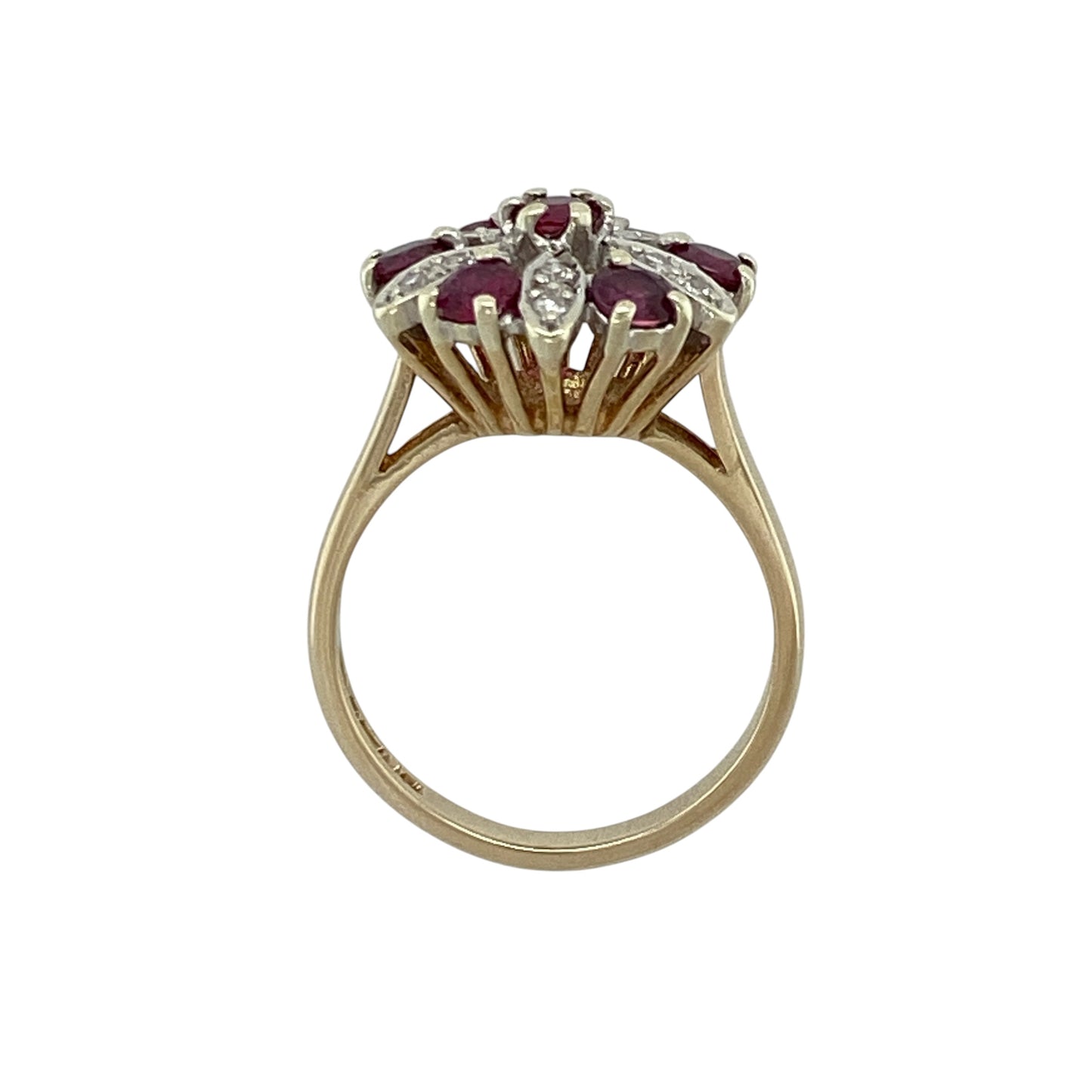 9ct Gold Diamond & Ruby Set Cluster Ring