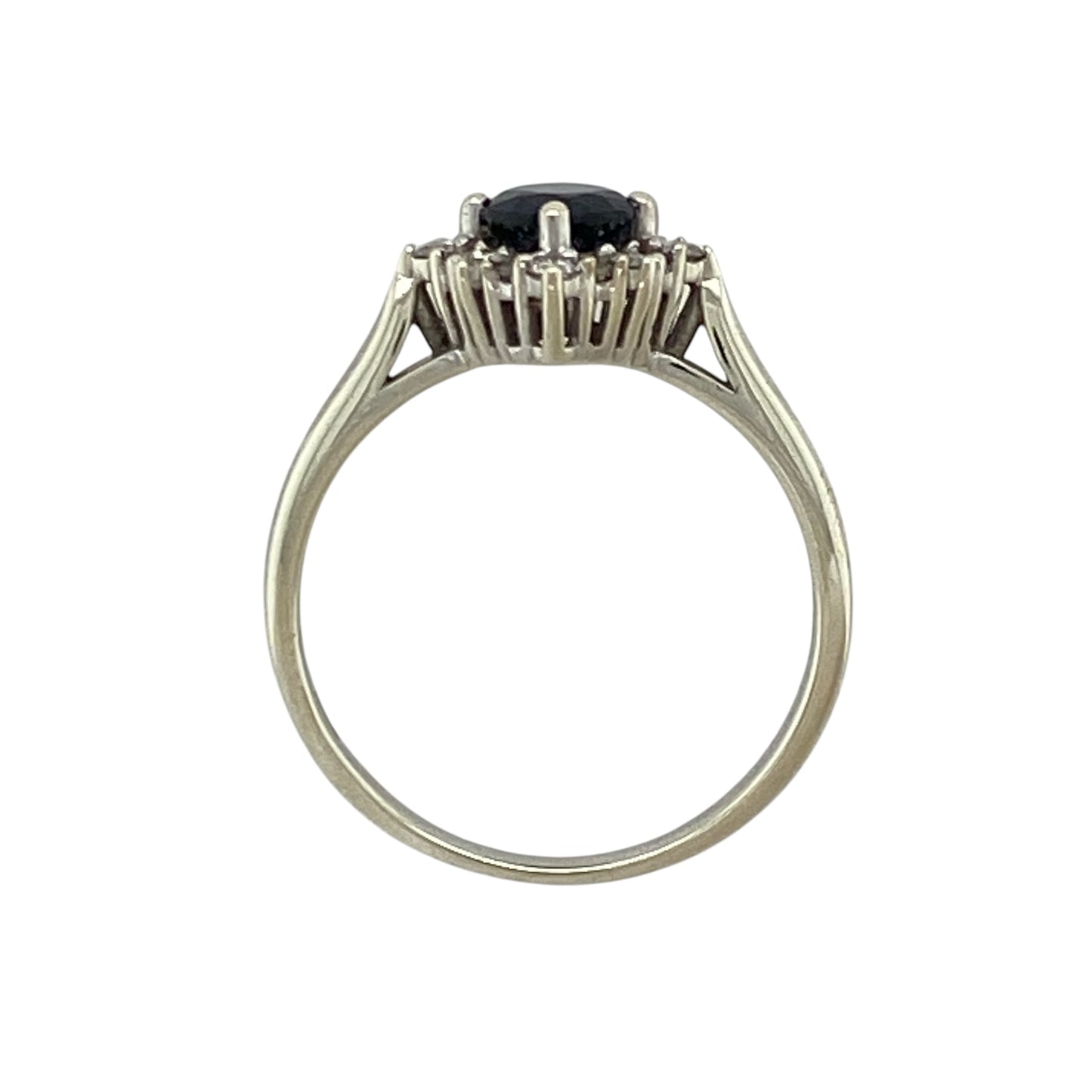 9ct White Gold Diamond & Sapphire Set Cluster Ring