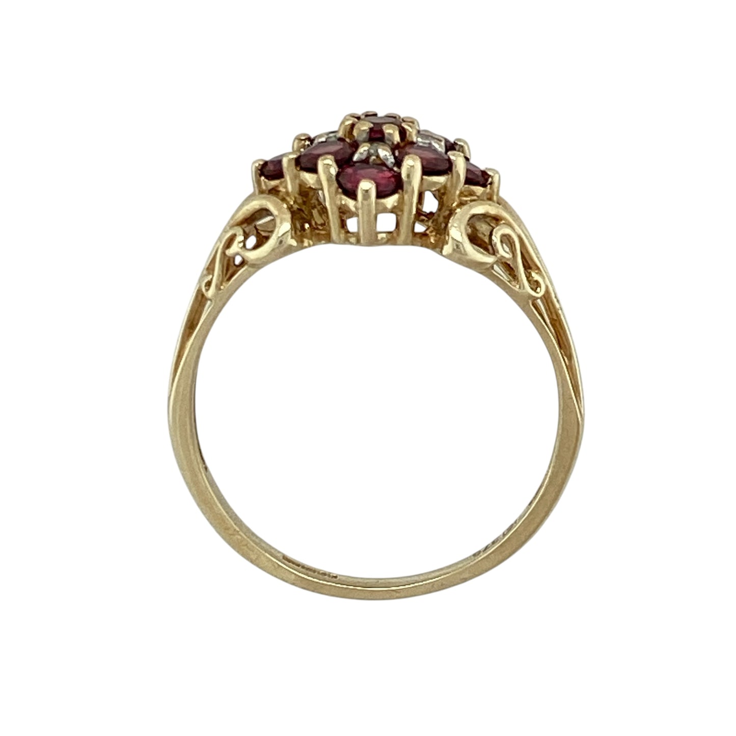 9ct Gold Diamond & Ruby Set Cluster Ring