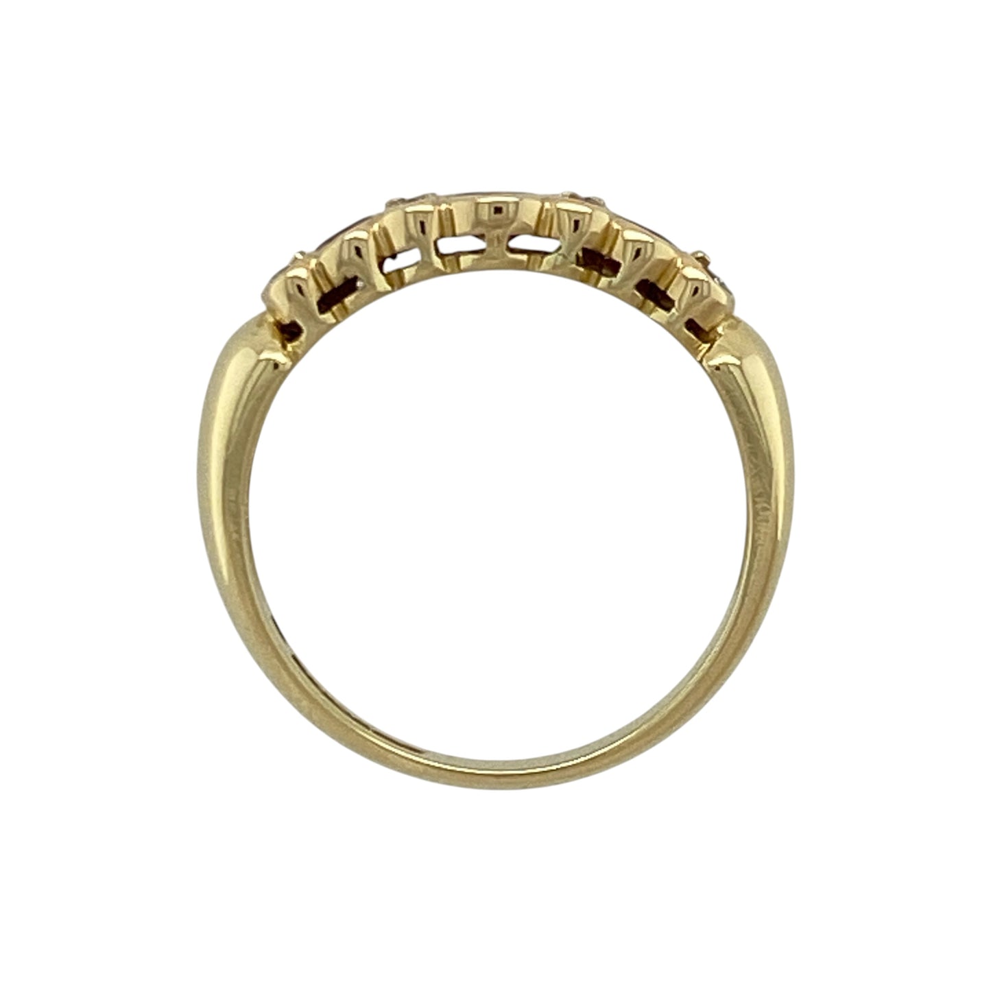 18ct Gold Diamond & Ruby Set Trilogy Ring
