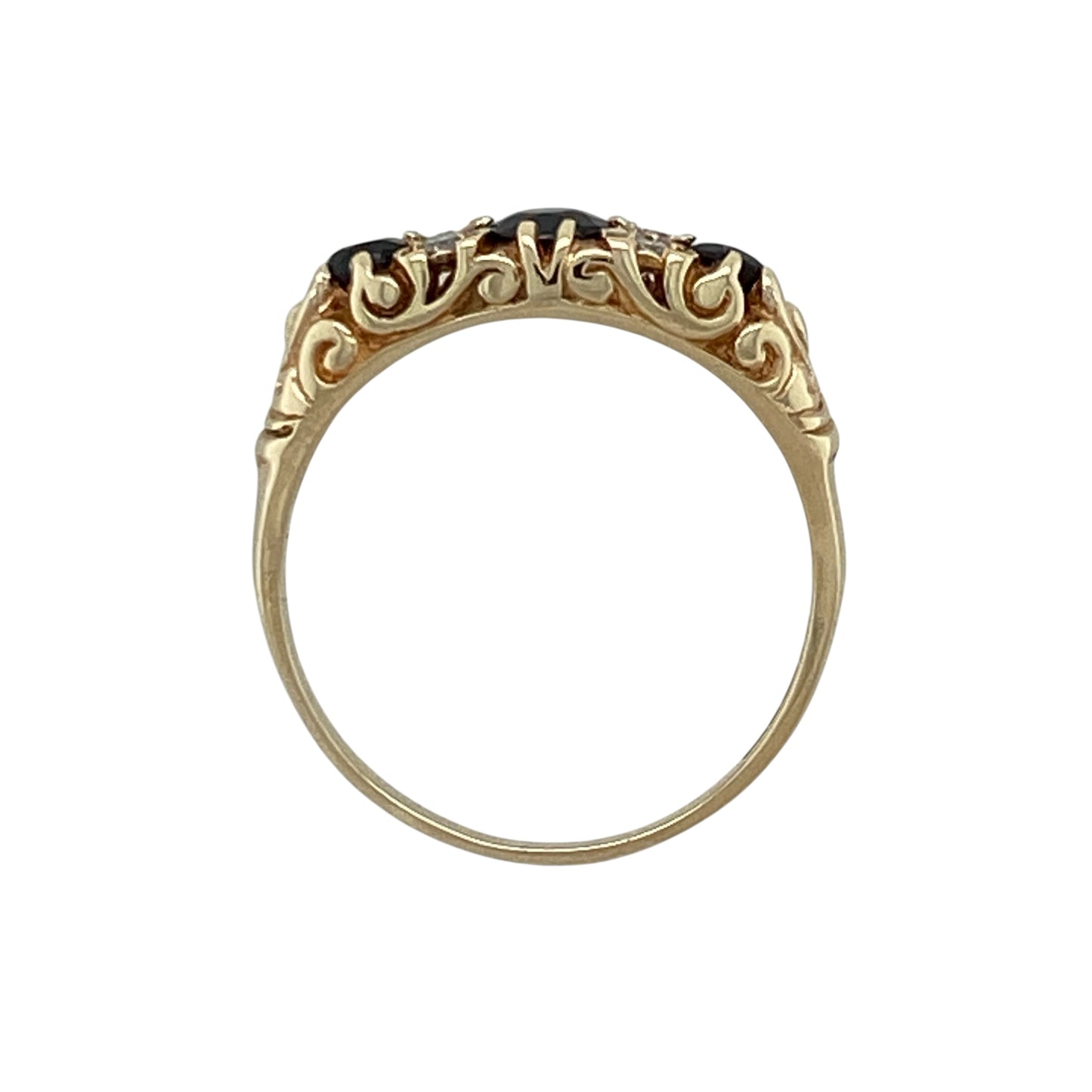 9ct Gold Diamond & Sapphire Set Trilogy Ring
