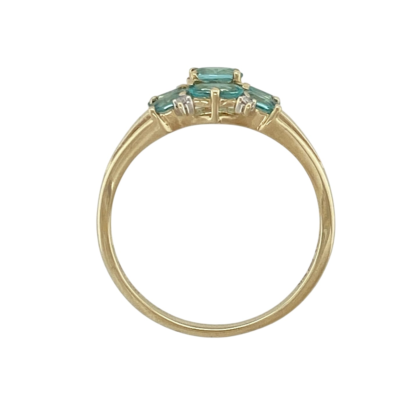 9ct Gold Diamond & Blue Stone Set Cluster Ring