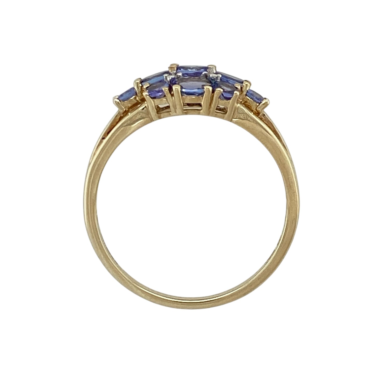 9ct Gold Diamond & Tanzanite Set Cluster Ring