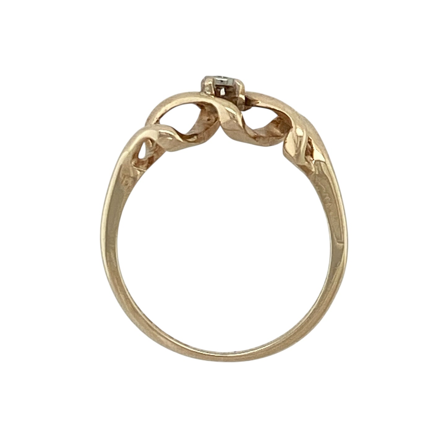 9ct Gold & Diamond Set Open Weave Ring
