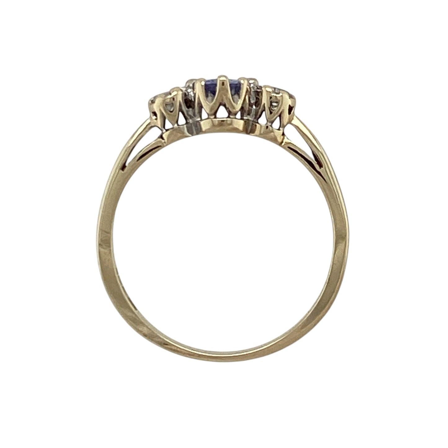 9ct Gold Diamond & Tanzanite Set Trilogy Ring
