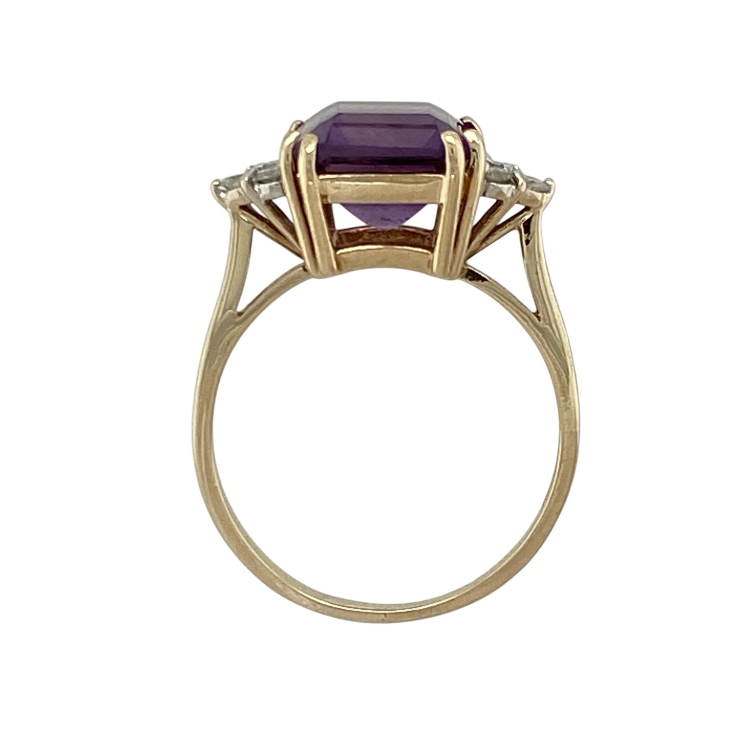 9ct Gold Diamond & Amethyst Set Ring
