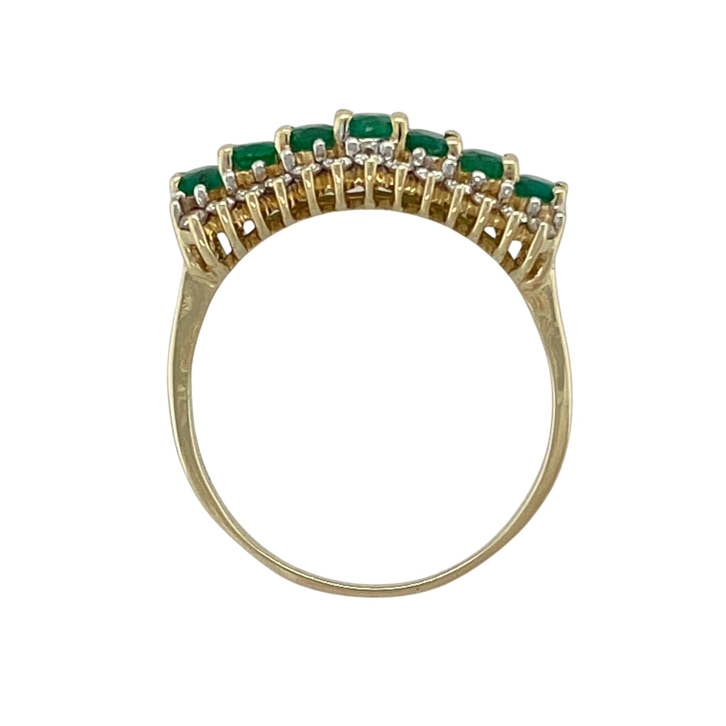 14ct Gold Diamond & Emerald Set Band Ring