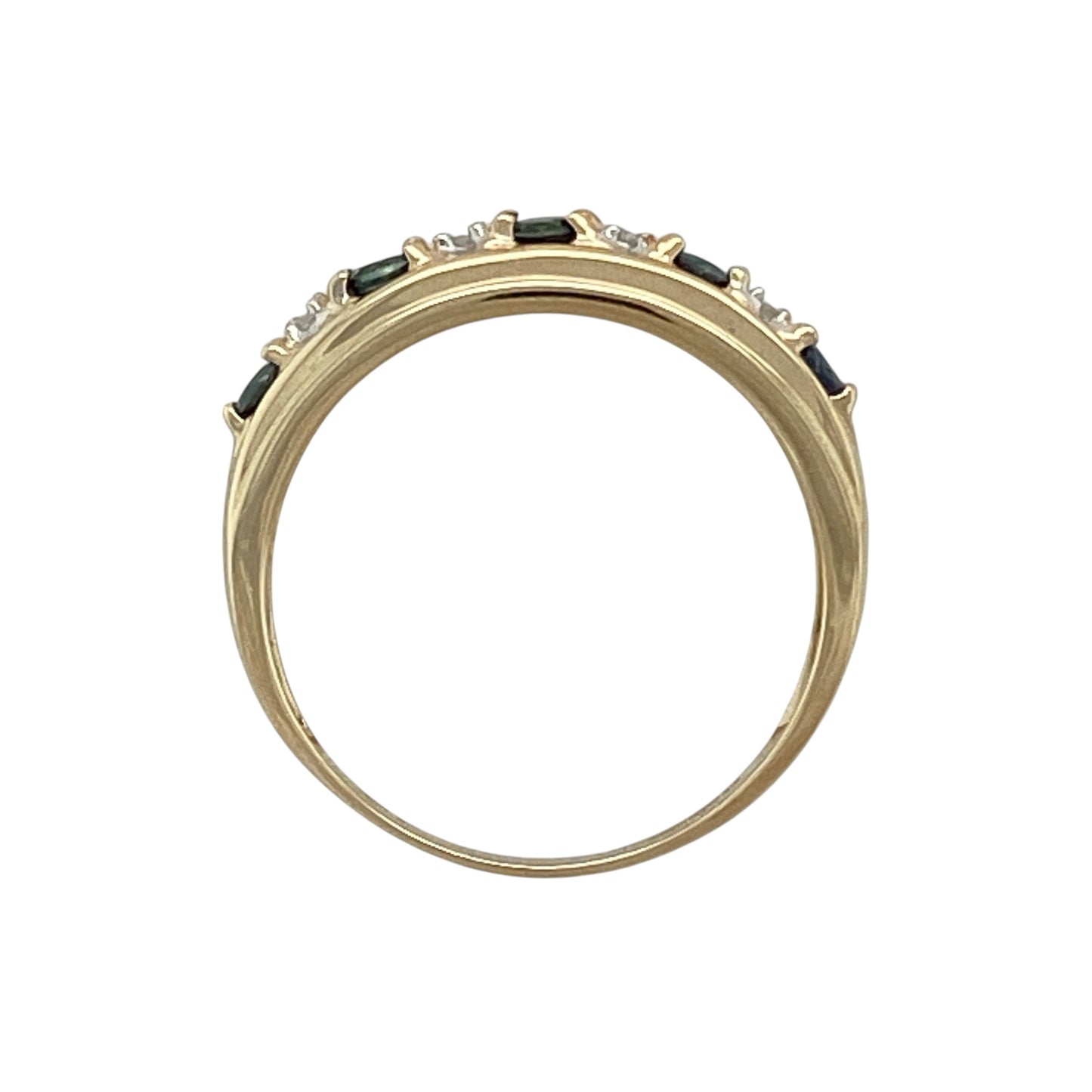 9ct Gold Diamond & Sapphire Set Band Ring