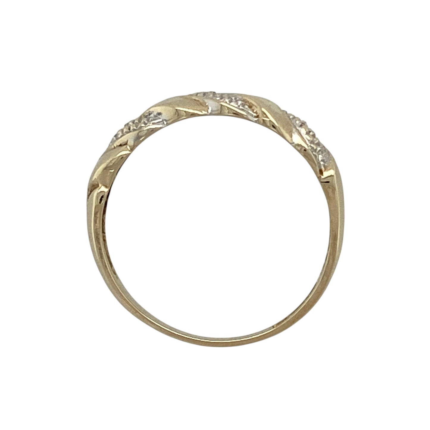 9ct Gold & Diamond Set Twisted Band Ring