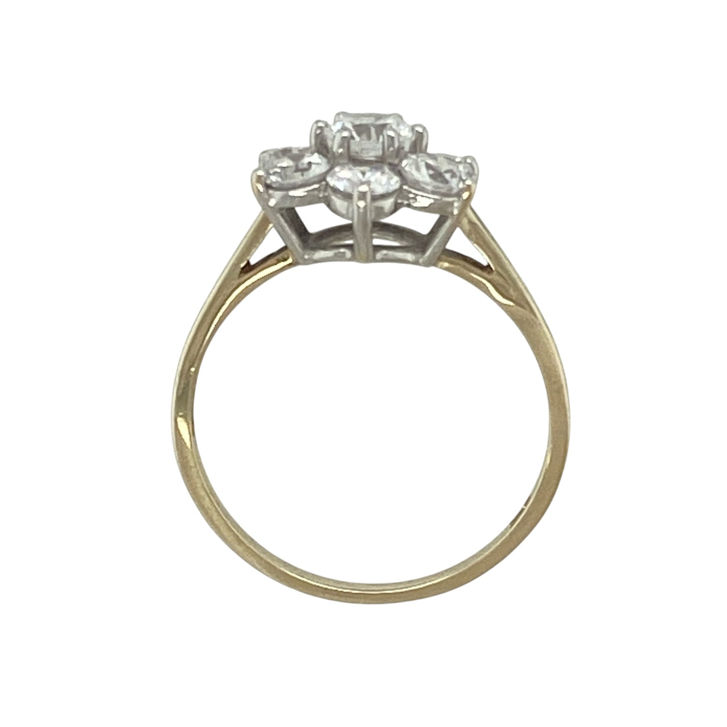 9ct Gold & Cubic Zirconia Set Flower Cluster Ring