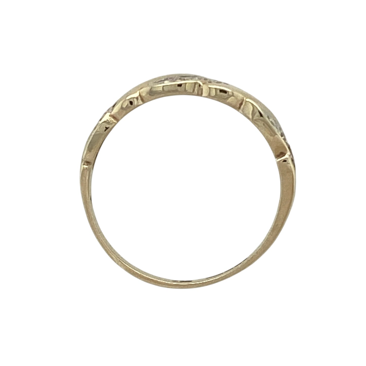 9ct Gold & Cubic Zirconia Set Twisted Band Ring