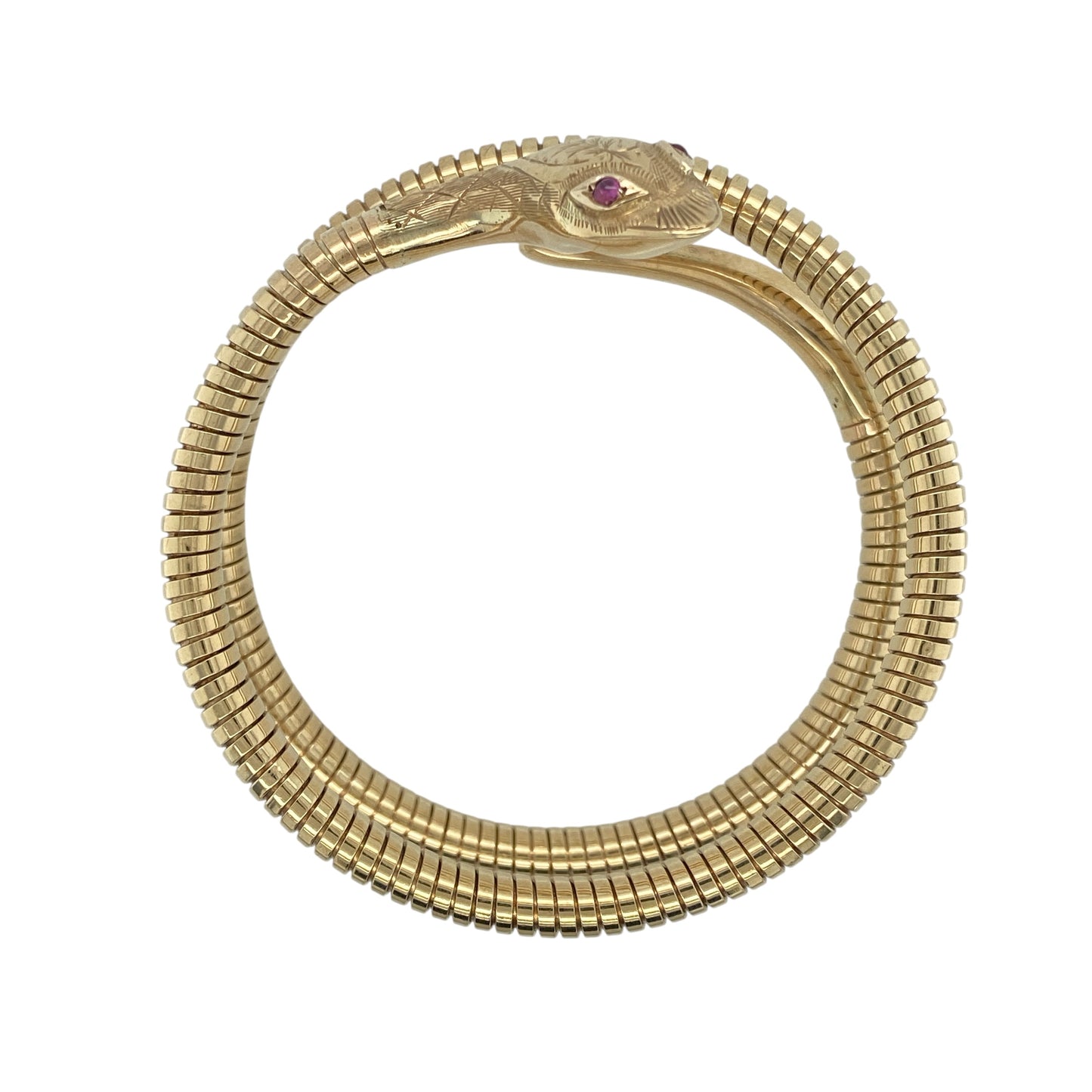 9ct Gold & Ruby Set Snake Wrap Around Bangle