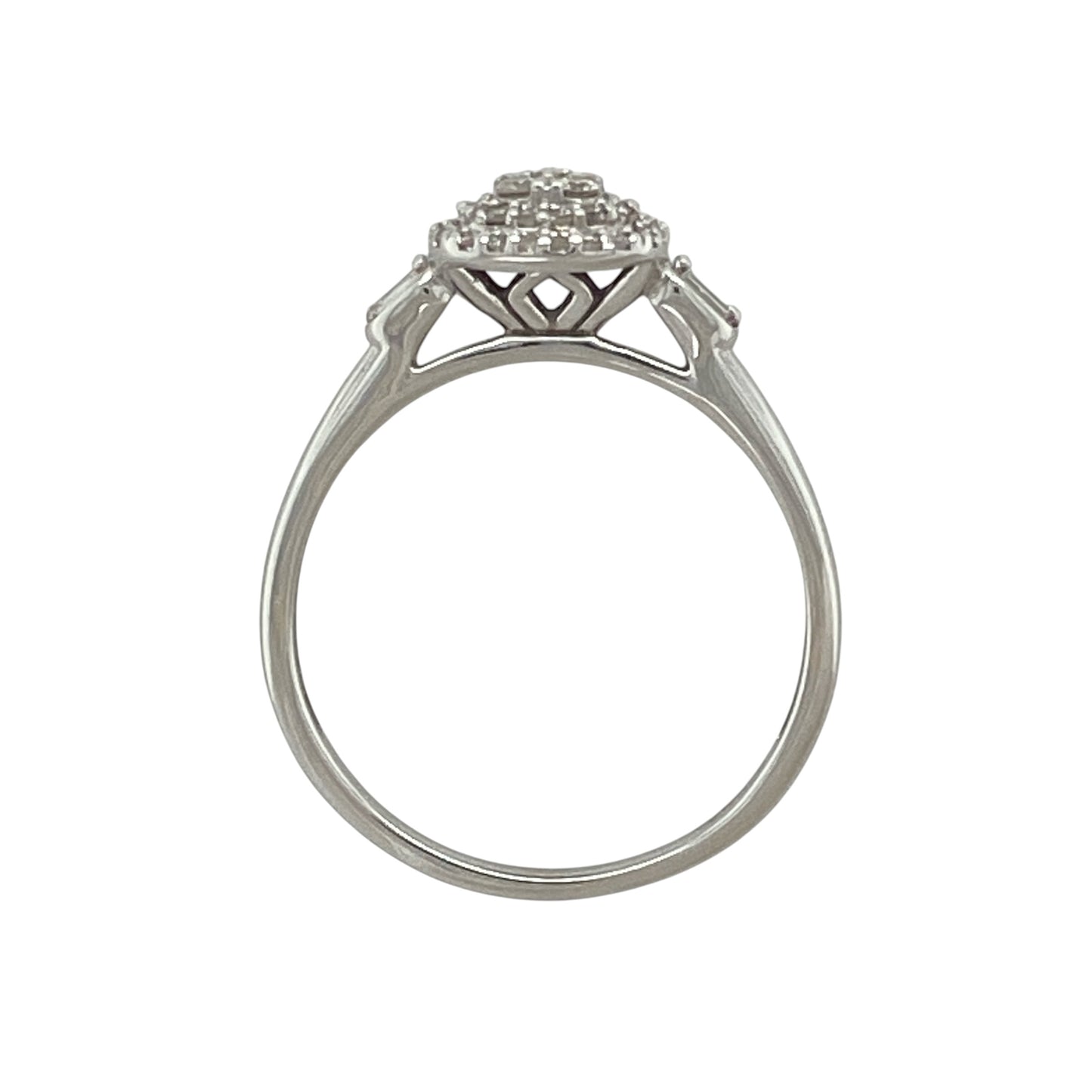 9ct White Gold & Diamond Set Halo Cluster Ring