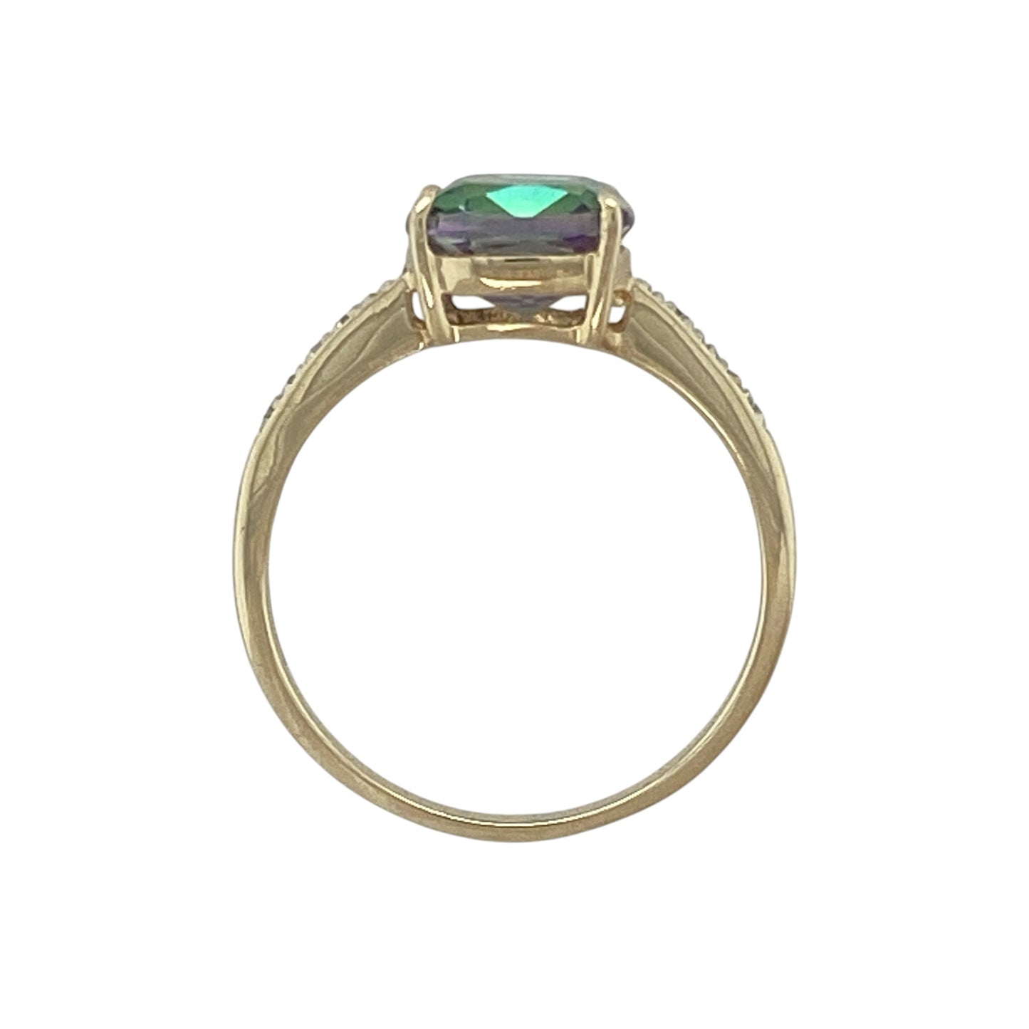 9ct Gold Diamond & Mystic Topaz Set Ring