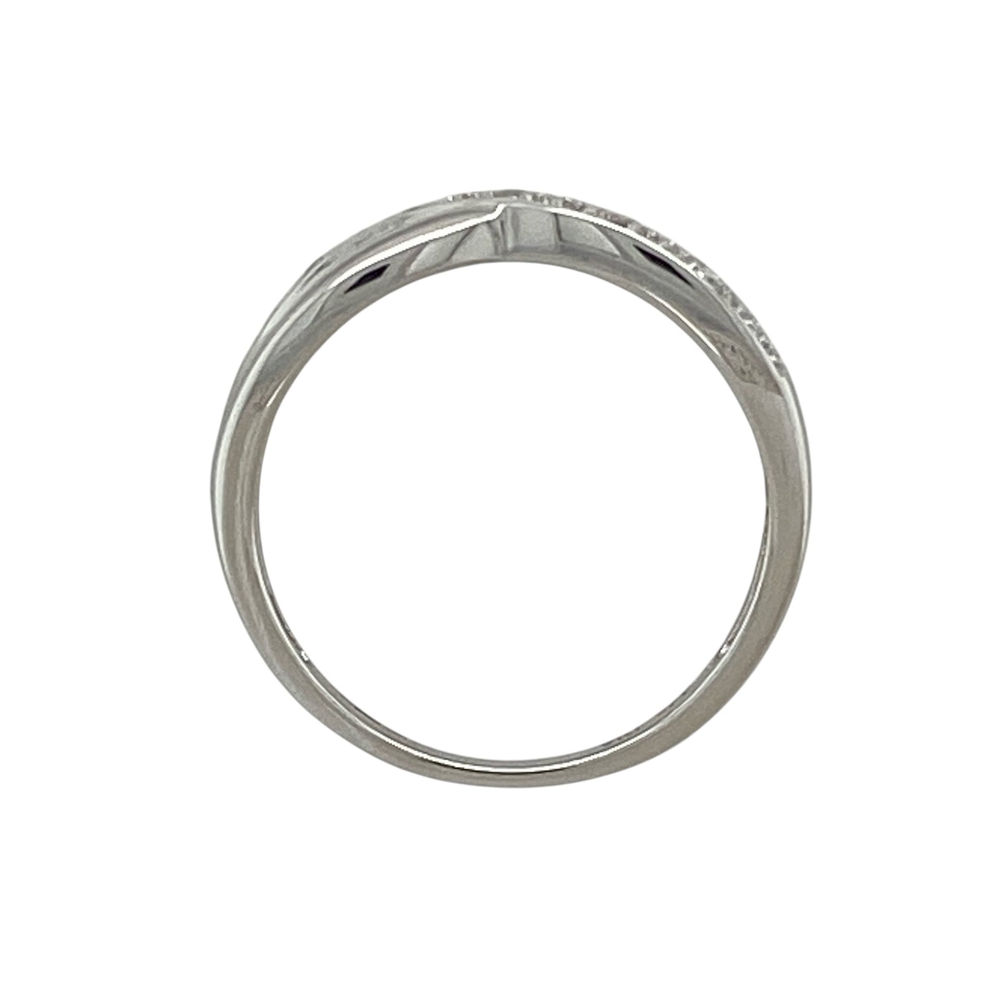 9ct White Gold & Diamond Set Crossover Band Ring