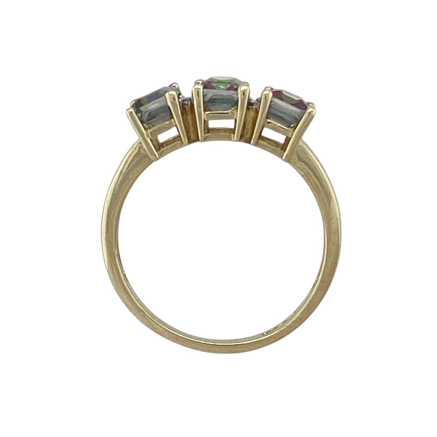 9ct Gold & Mystic Topaz Set Trilogy Ring
