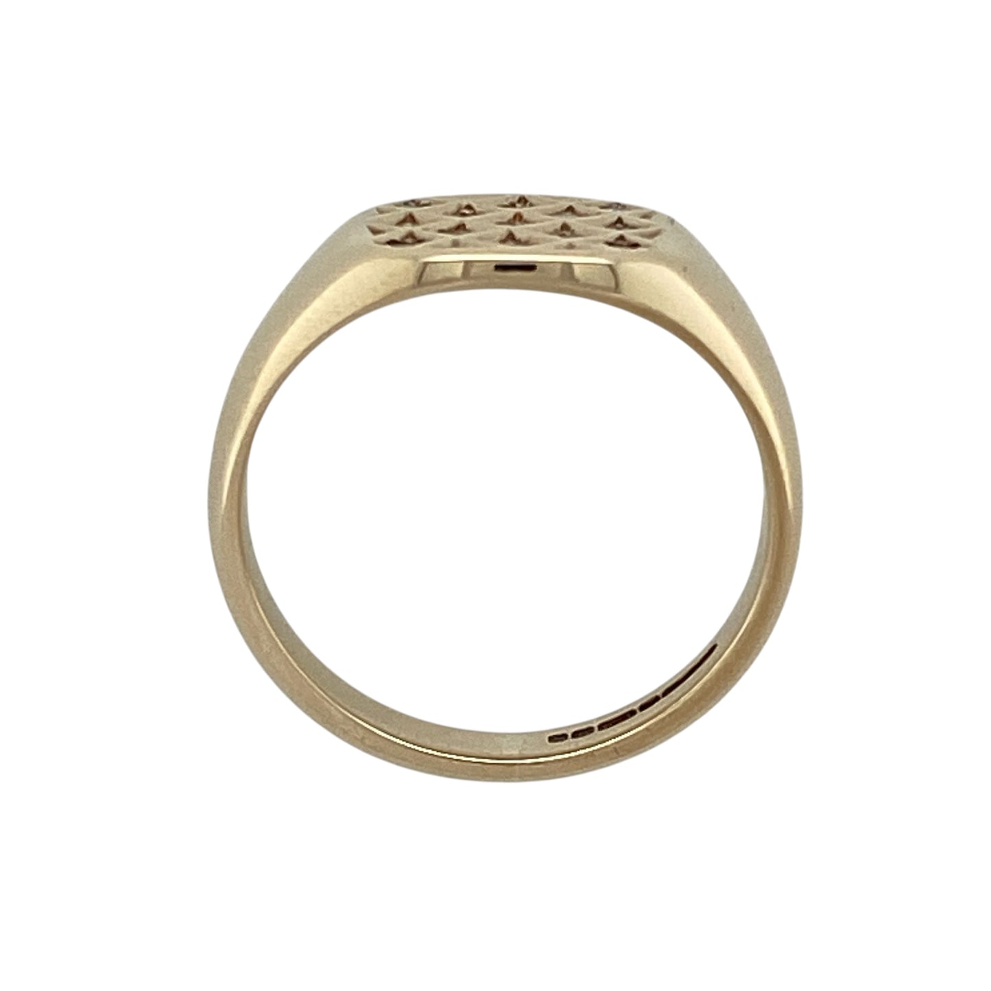 9ct Gold & Diamond Set Cluster Square Signet Ring