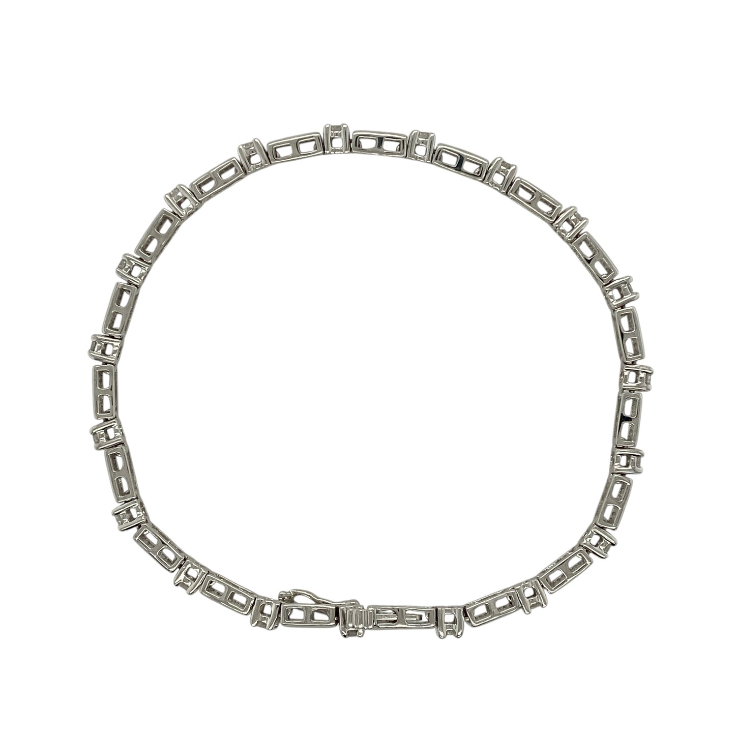 9ct White Gold & Diamond Set 7.25" Bracelet