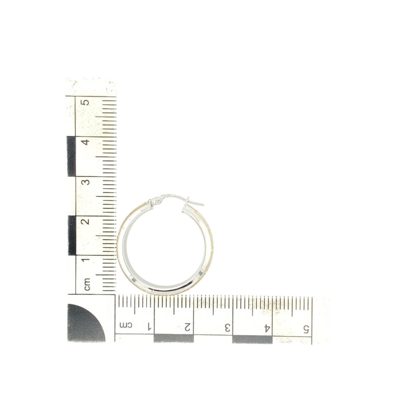 9ct White Gold Greek Key Hoop Creole Earrings