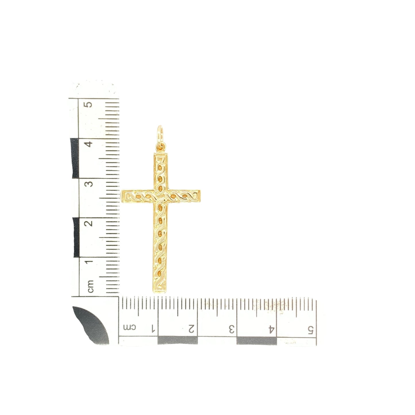 9ct Gold Twisted Weave Patterned Cross Pendant