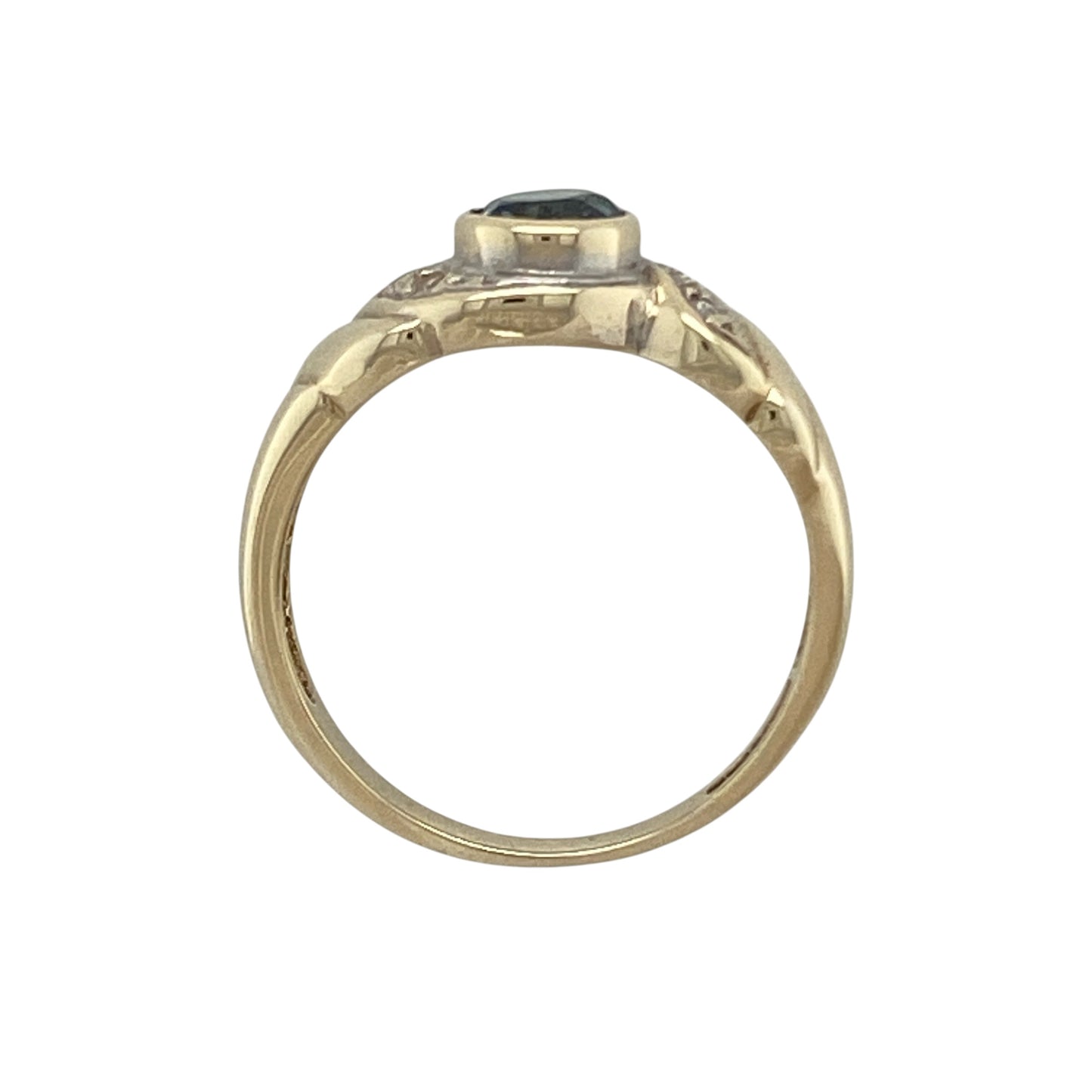 9ct Gold Blue Topaz & Cubic Zirconia Set Ring
