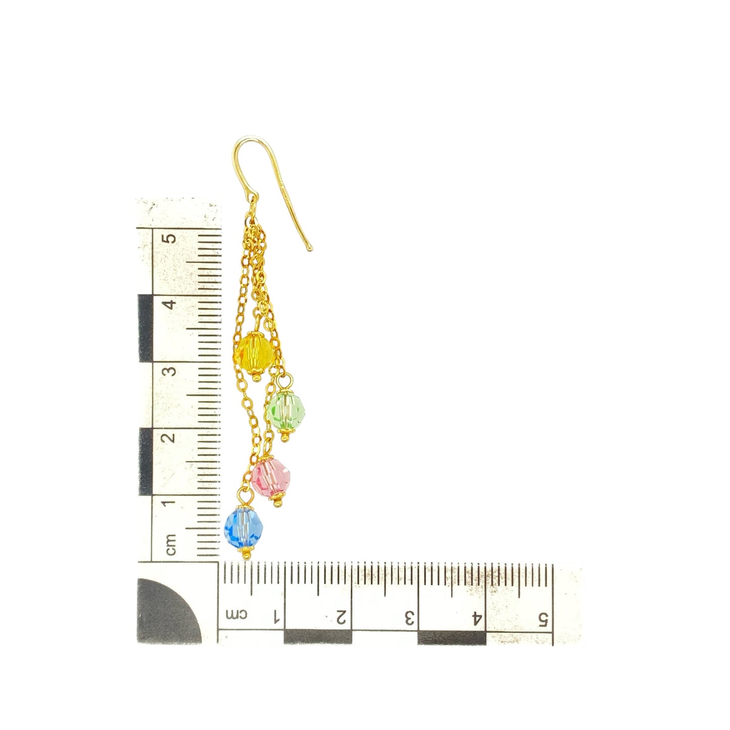 9ct Gold & Colourful Stone Drop Earrings