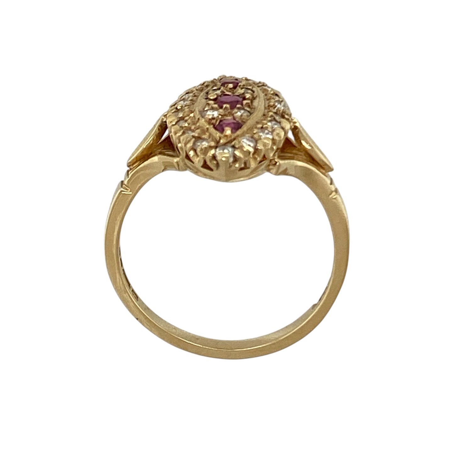 18ct Gold Diamond & Ruby Set Marquise Ring