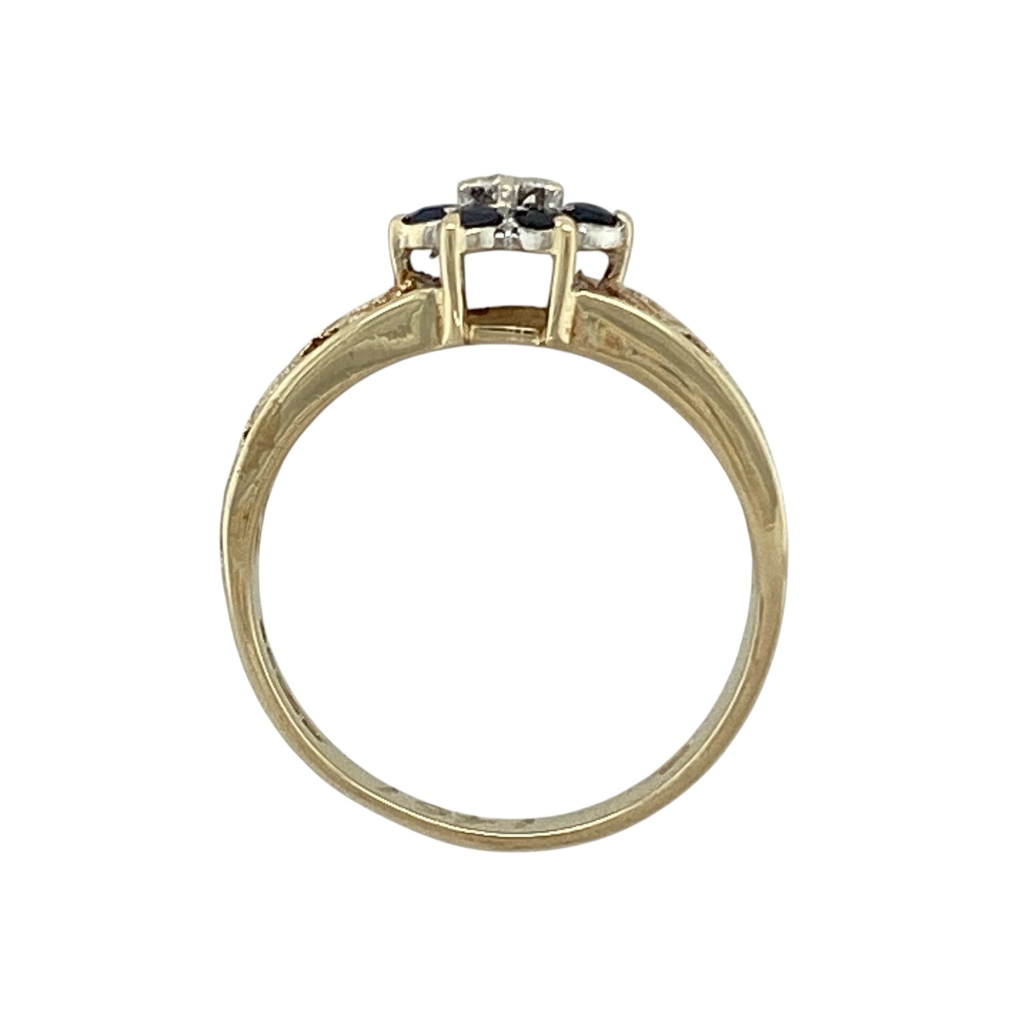9ct Gold Diamond & Sapphire Set Cluster Ring