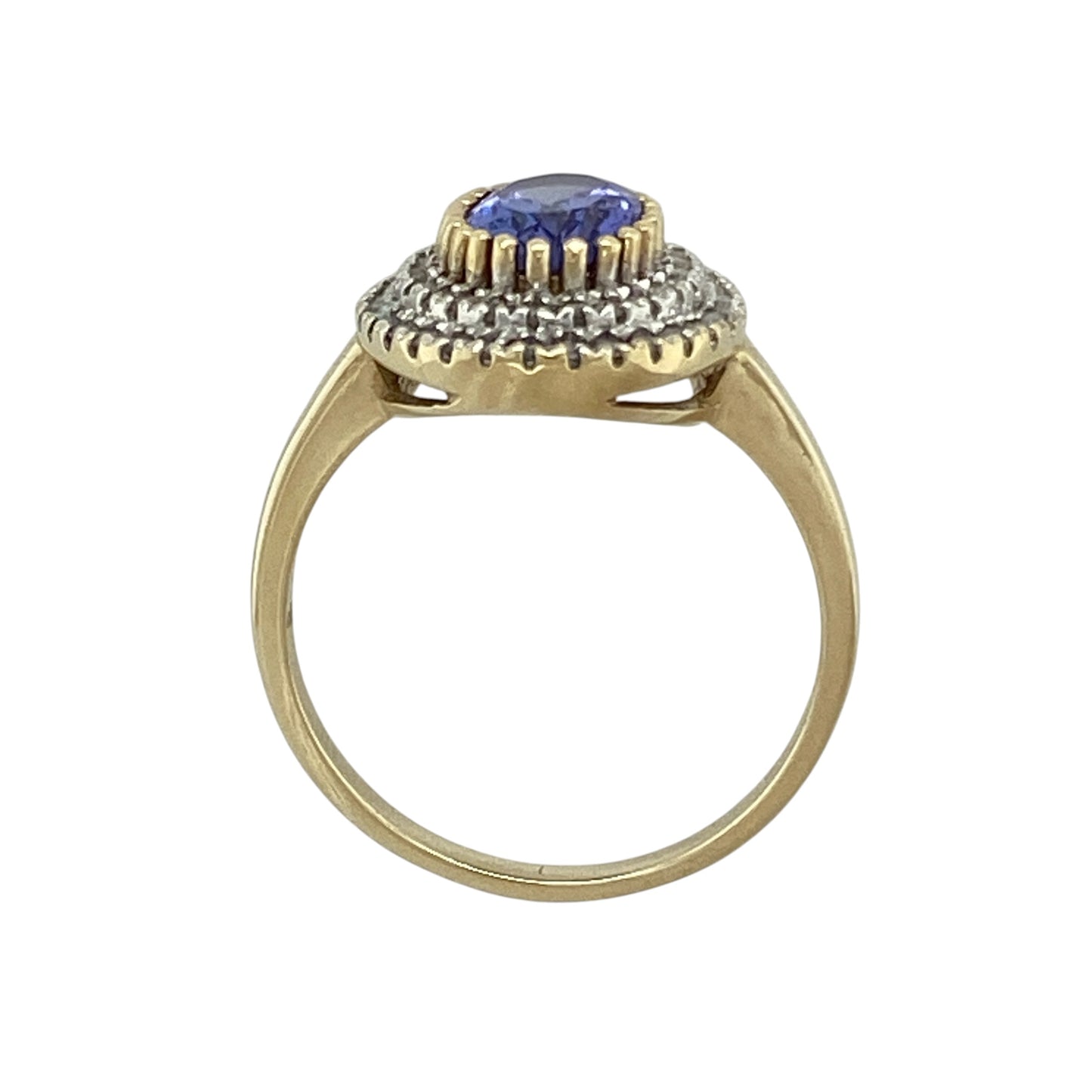 9ct Gold Diamond & Tanzanite Set Cluster Ring
