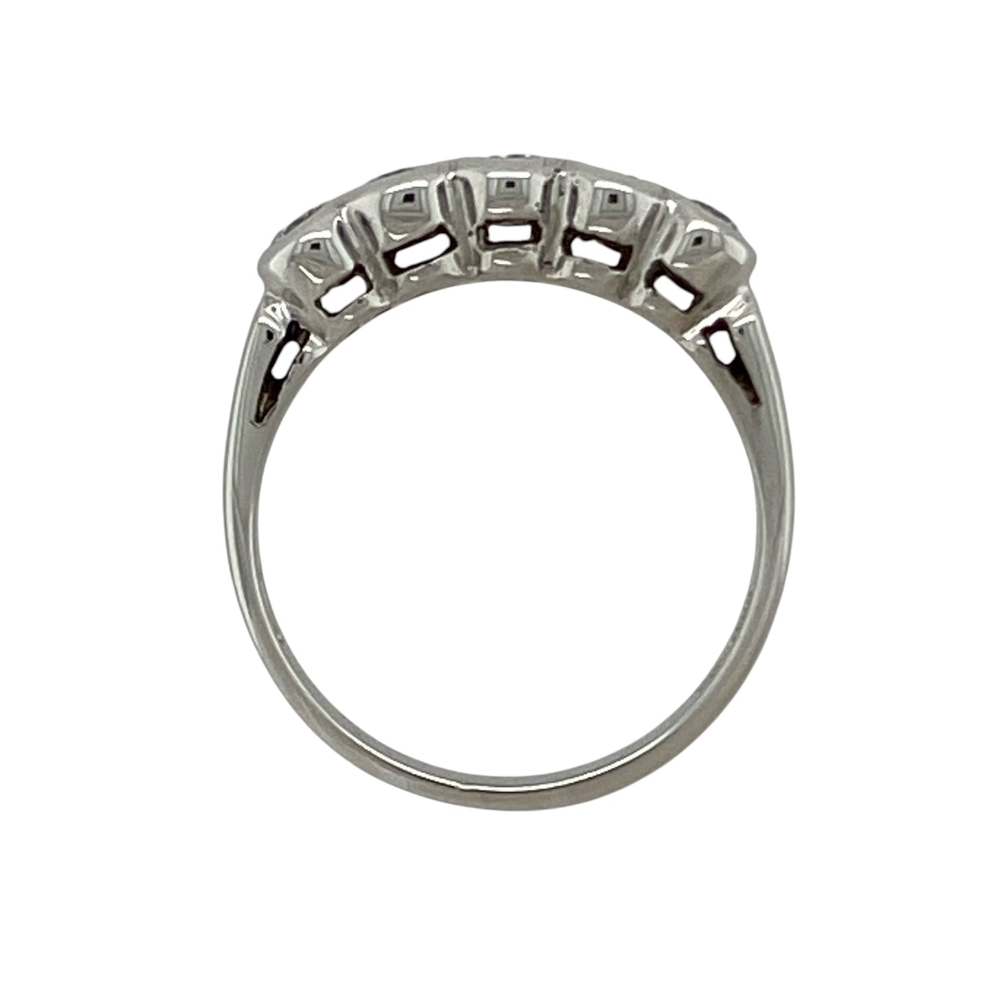 9ct White Gold & Diamond Rubover Set Five Stone Band Ring