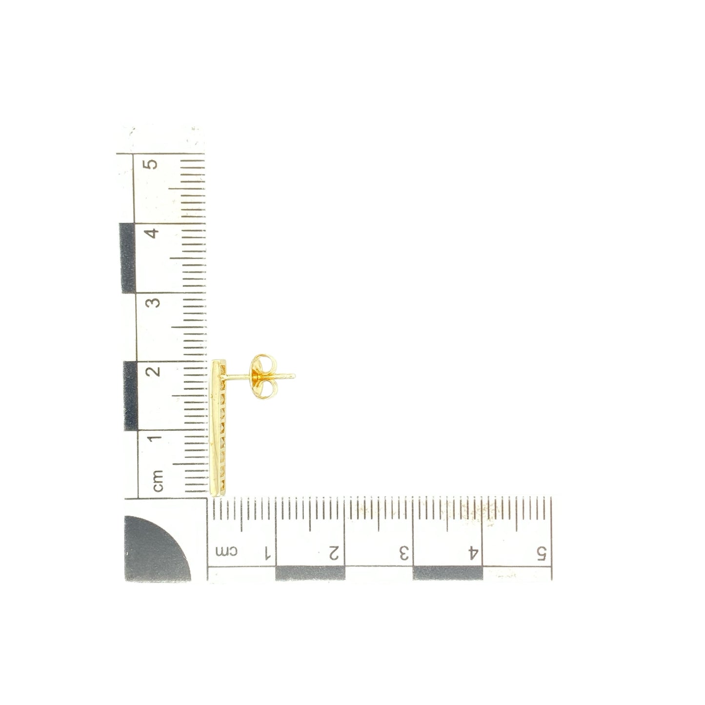 9ct Gold & Cubic Zirconia Bar Stud Earrings