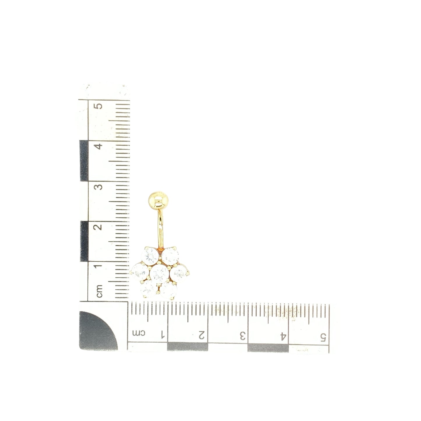 9ct Gold & Cubic Zirconia Set Flower Belly Bar