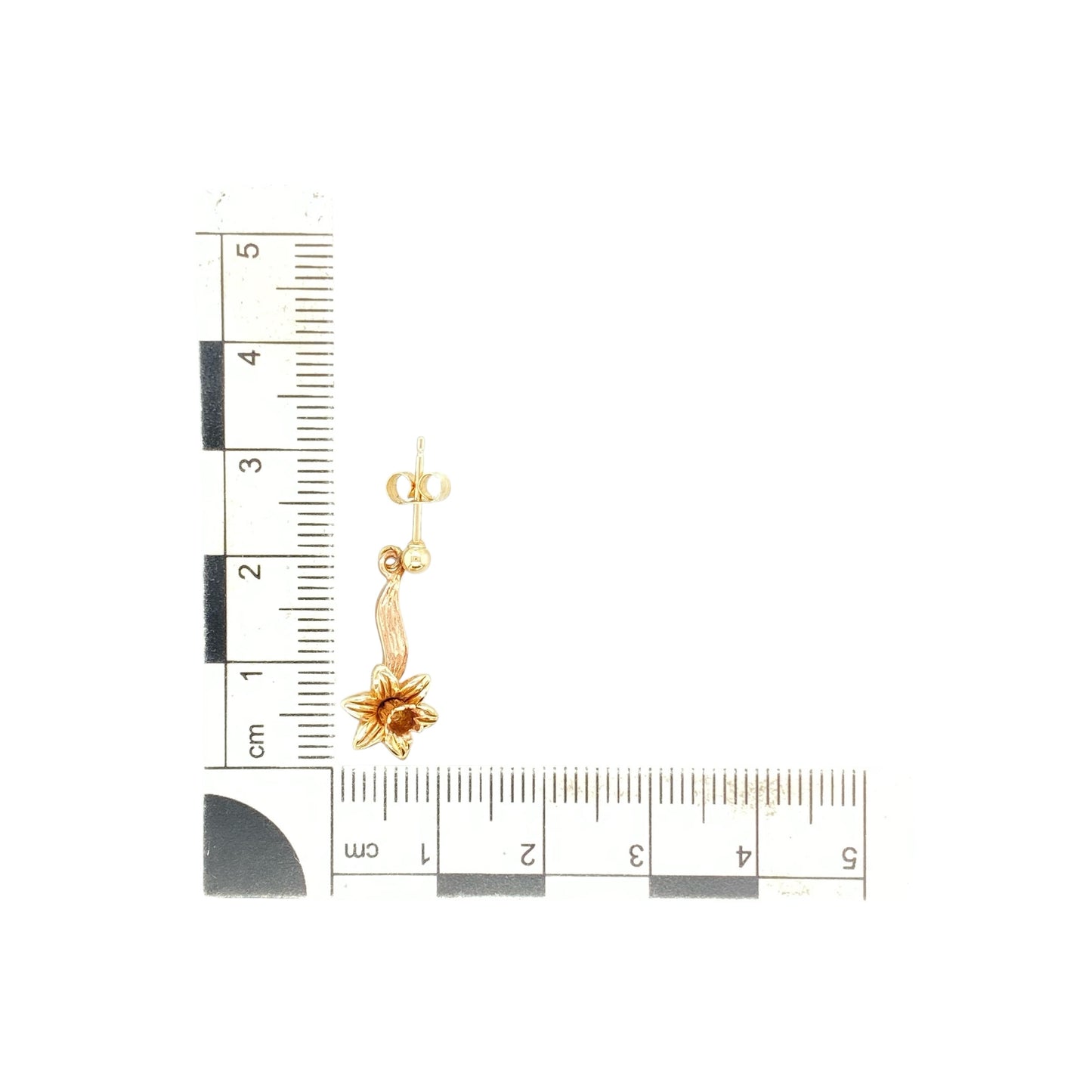 9ct Welsh Gold Daffodil Drop Earrings