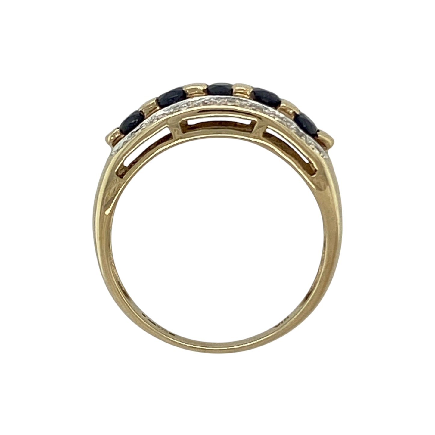 9ct Gold Diamond & Sapphire Set Band Ring
