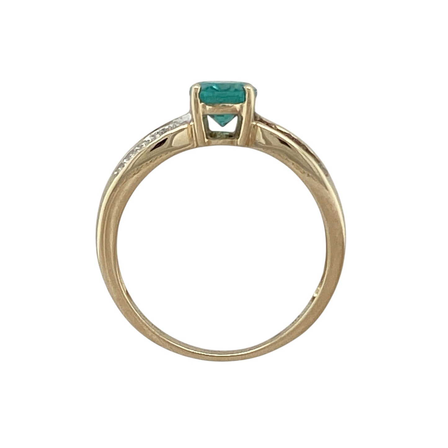 9ct Gold Diamond & Blue Stone Ring